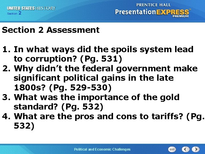 Chapter Section 2 25 Section 1 Section 2 Assessment 1. In what ways did