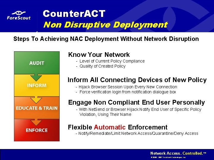 Counter. ACT Non Disruptive Deployment Steps To Achieving NAC Deployment Without Network Disruption Know