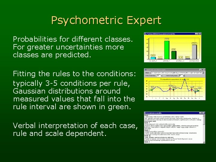 Psychometric Expert Probabilities for different classes. For greater uncertainties more classes are predicted. Fitting