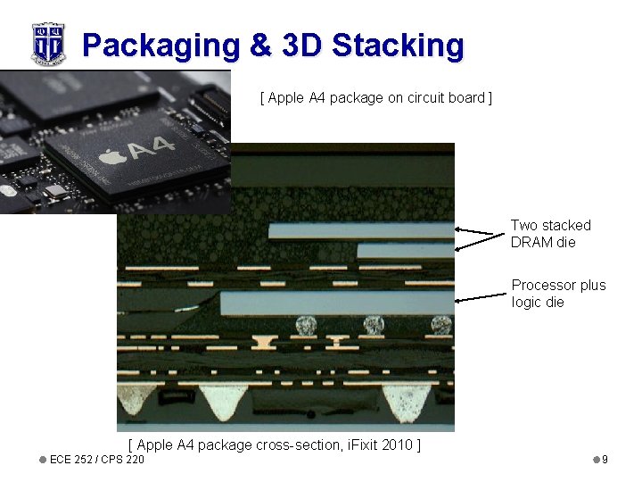 Packaging & 3 D Stacking [ Apple A 4 package on circuit board ]