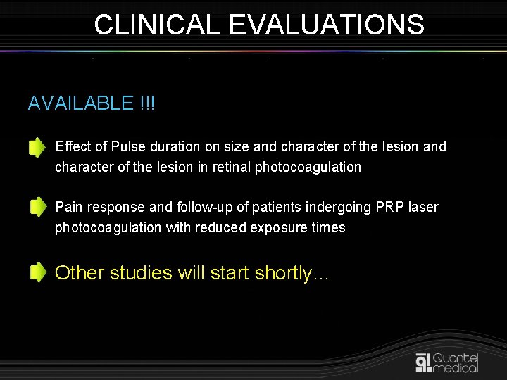 CLINICAL EVALUATIONS AVAILABLE !!! Effect of Pulse duration on size and character of the