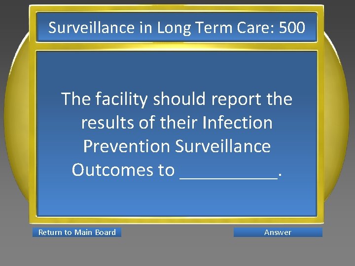 Surveillance in Long Term Care: 500 The facility should report the results of their