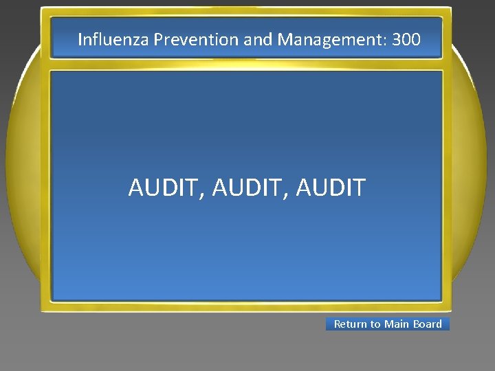 Influenza Prevention and Management: 300 AUDIT, AUDIT Return to Main Board 