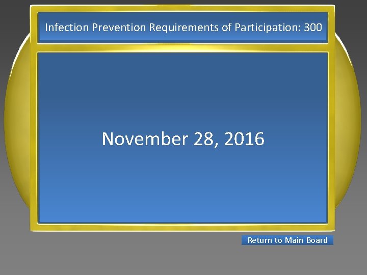 Infection Prevention Requirements of Participation: 300 November 28, 2016 Return to Main Board 