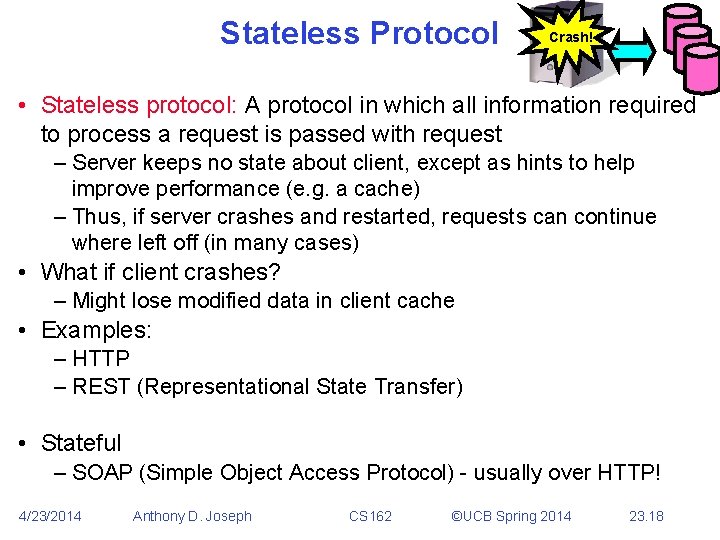 Stateless Protocol Crash! • Stateless protocol: A protocol in which all information required to