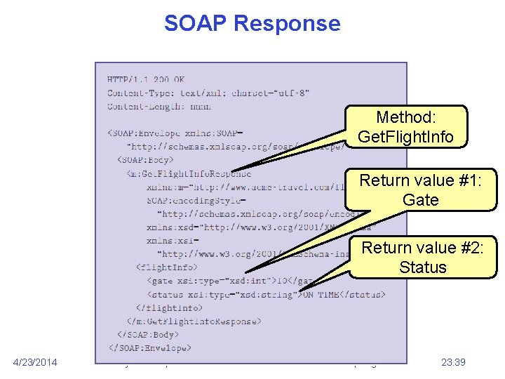 SOAP Response Method: Get. Flight. Info Return value #1: Gate Return value #2: Status