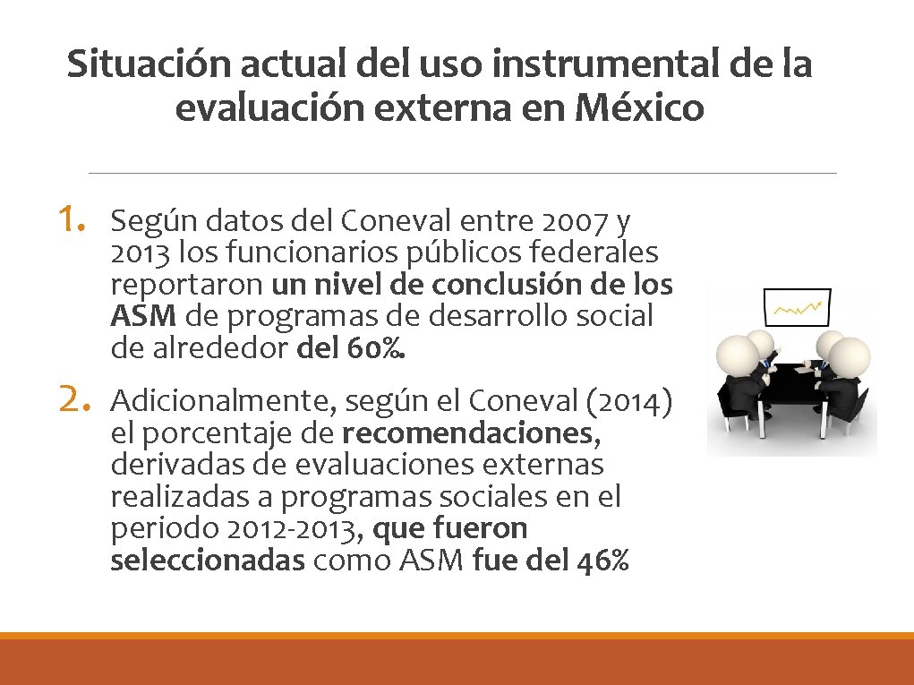 Situación actual del uso instrumental de la evaluación externa en México 1. 2. Según