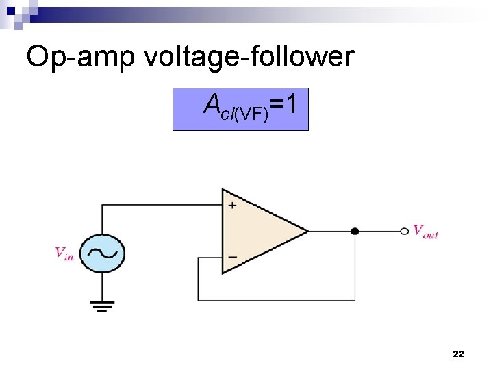 Op-amp voltage-follower Acl(VF)=1 22 Op-amp voltage-follower Acl(VF)=1 22
