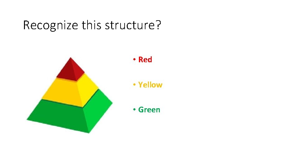 Recognize this structure? • Red • Yellow • Green Recognize this structure? • Red • Yellow • Green