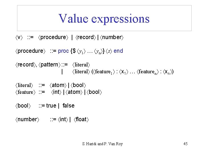 Declarative Computation Model Seif Haridi KTH Peter Van