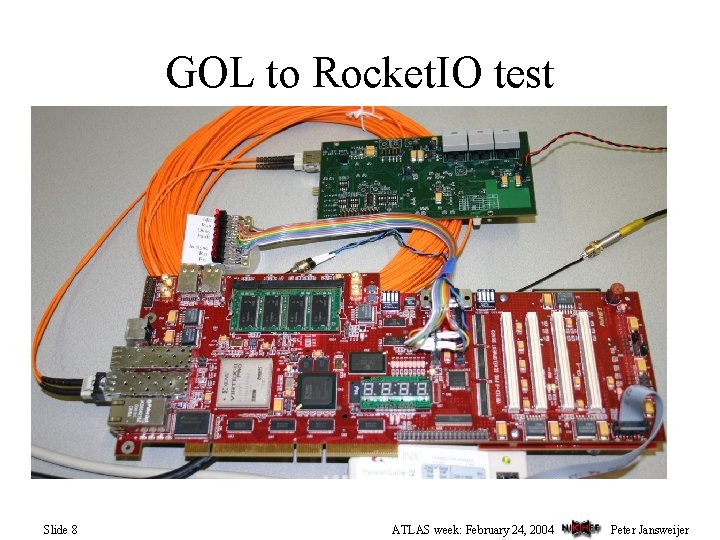 GOL to Rocket. IO test Slide 8 ATLAS week: February 24, 2004 Peter Jansweijer