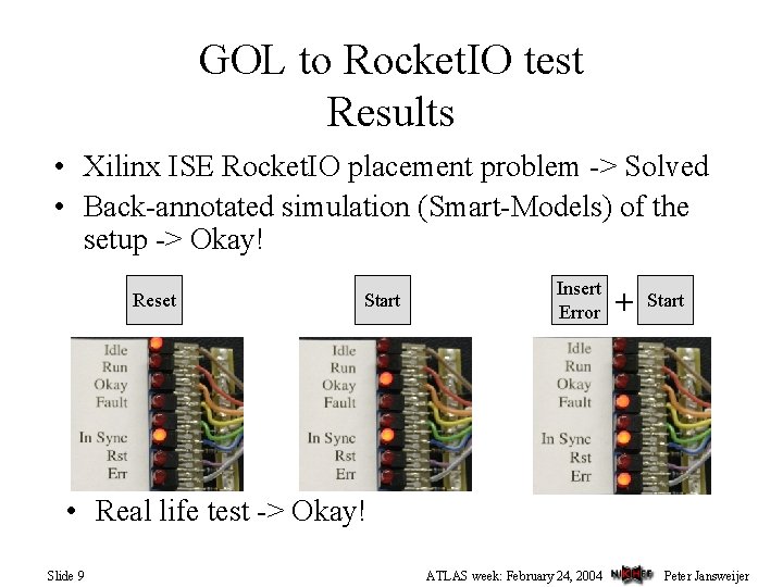 GOL to Rocket. IO test Results • Xilinx ISE Rocket. IO placement problem ->