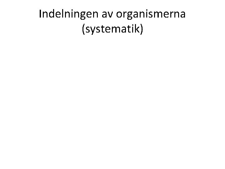 Indelningen av organismerna (systematik) 