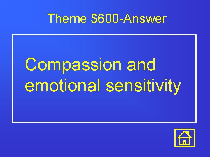 Theme $600 -Answer Compassion and emotional sensitivity 