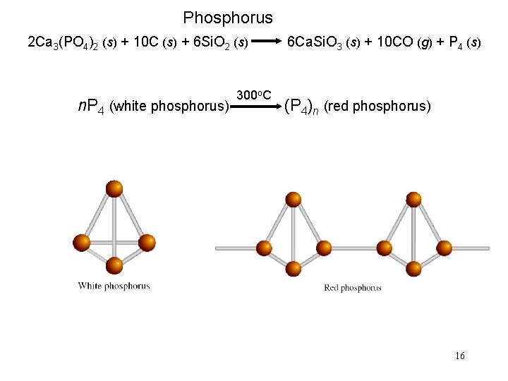 Phosphorus 2 Ca 3(PO 4)2 (s) + 10 C (s) + 6 Si. O