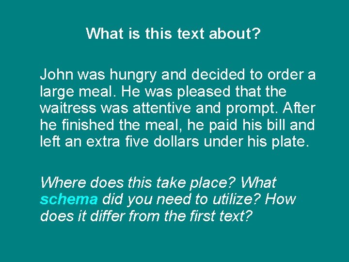 What is this text about? John was hungry and decided to order a large