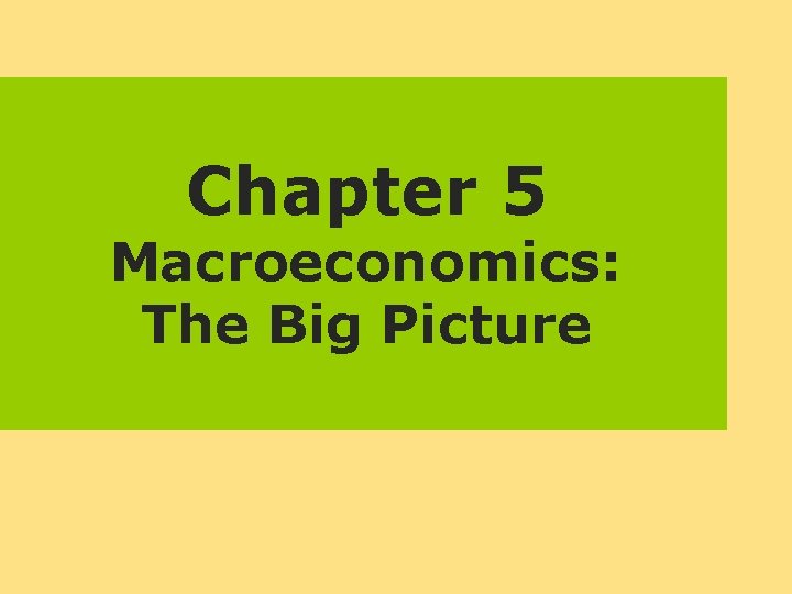 Chapter 5 Macroeconomics: The Big Picture 