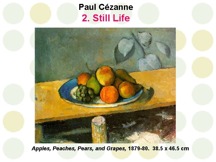 Paul Cézanne 2. Still Life Apples, Peaches, Pears, and Grapes, 1879 -80. 38. 5