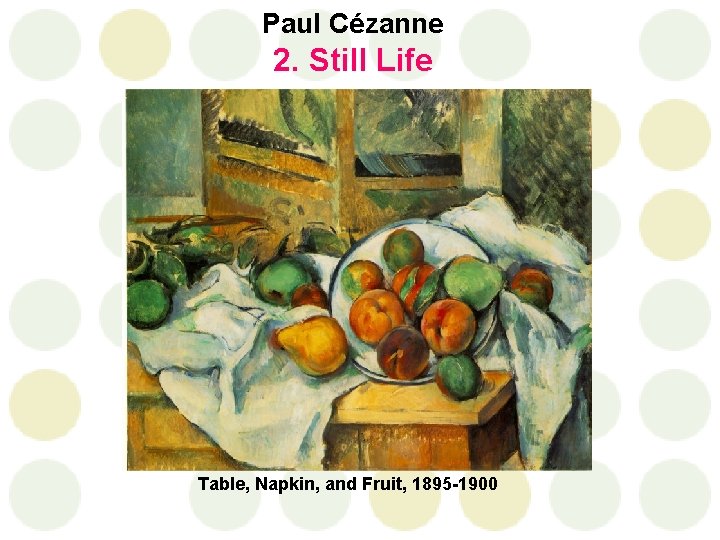 Paul Cézanne 2. Still Life Table, Napkin, and Fruit, 1895 -1900 