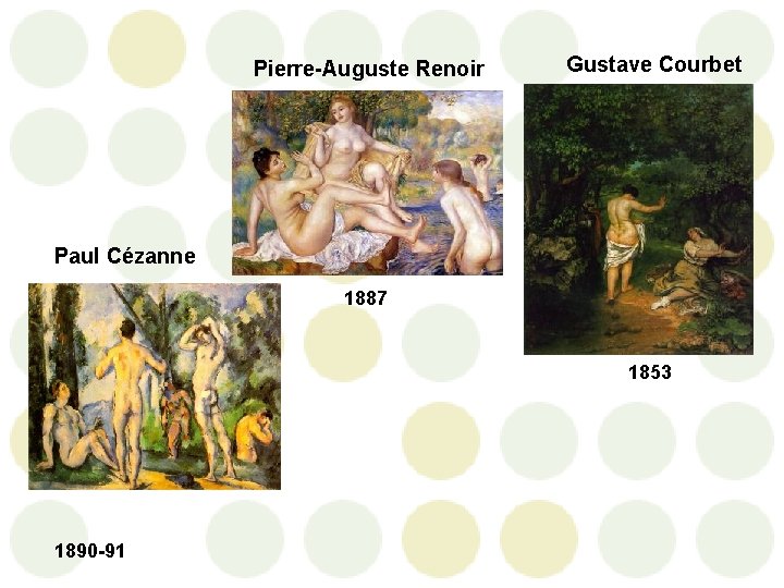 Pierre-Auguste Renoir Gustave Courbet Paul Cézanne 1887 1853 1890 -91 