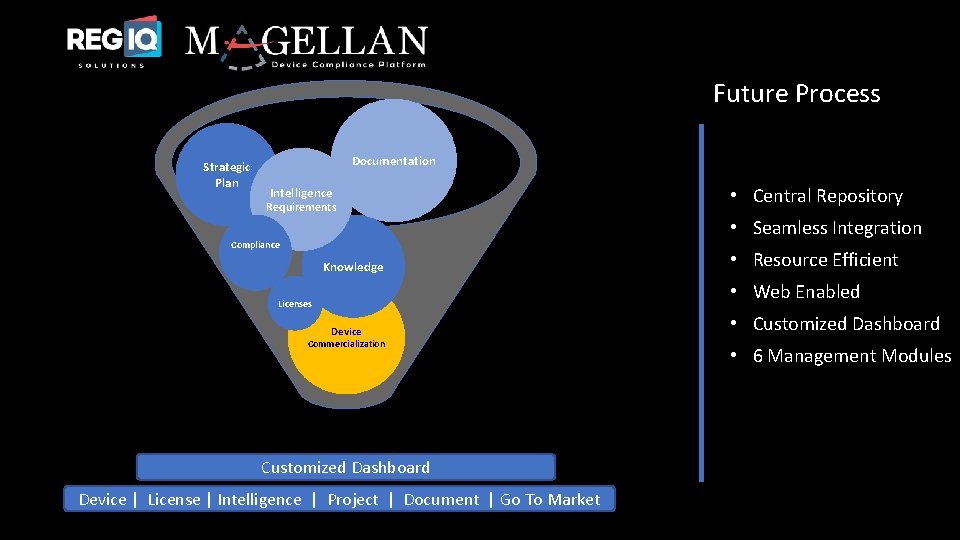 Future Process Strategic Plan Documentation Intelligence Requirements • Central Repository • Seamless Integration Compliance