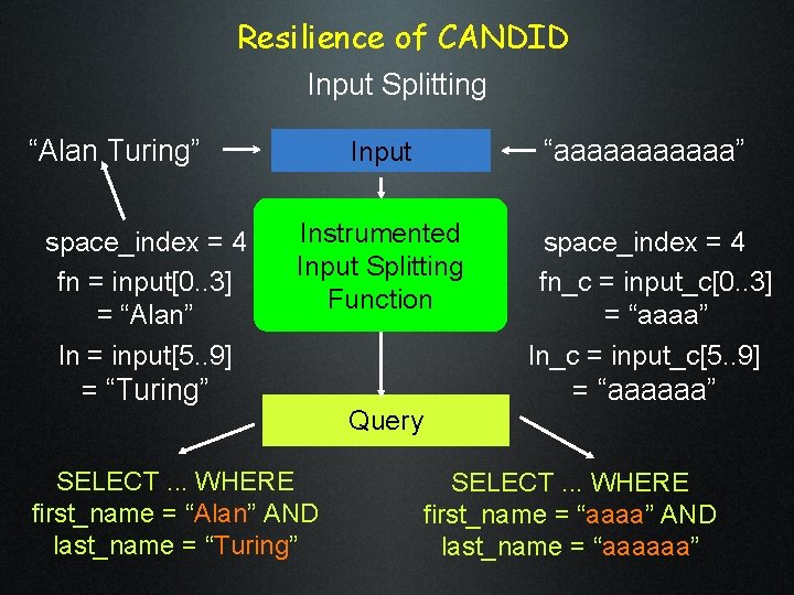 Resilience of CANDID Input Splitting “Alan Turing” space_index = 4 fn = input[0. . Resilience of CANDID Input Splitting “Alan Turing” space_index = 4 fn = input[0. .