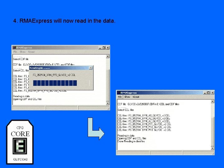 4. RMAExpress will now read in the data. 