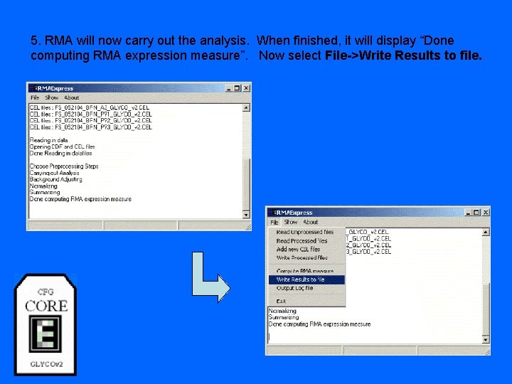 5. RMA will now carry out the analysis. When finished, it will display “Done