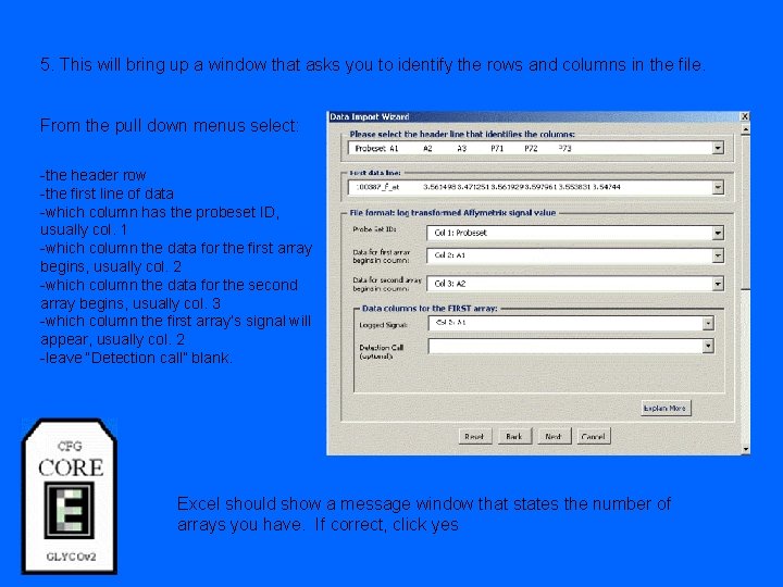 5. This will bring up a window that asks you to identify the rows