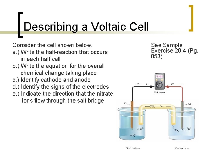 Describing a Voltaic Cell Consider the cell shown below. a. ) Write the half-reaction