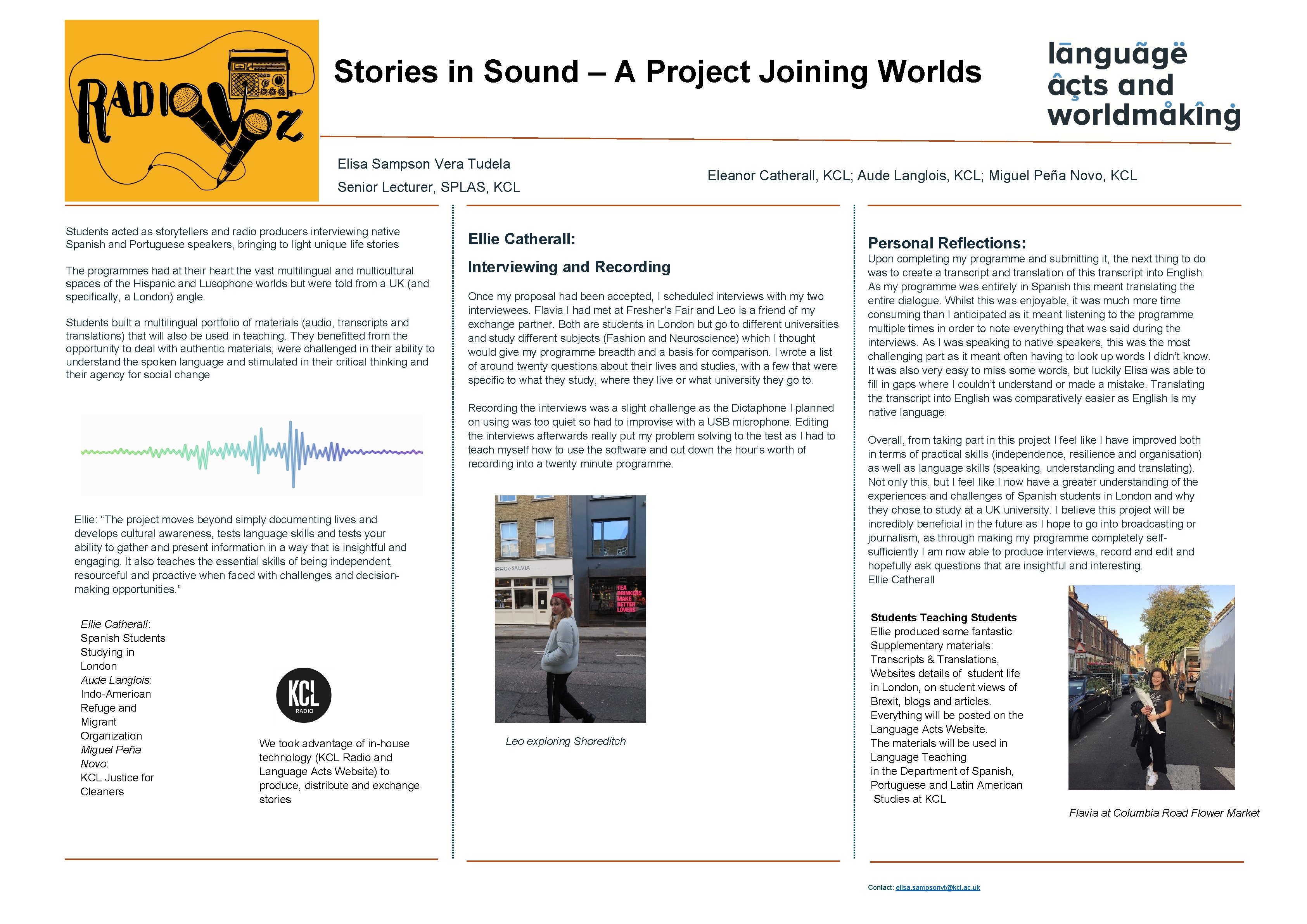 Stories in Sound – A Project Joining Worlds Elisa Sampson Vera Tudela Senior Lecturer,