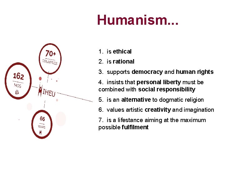Humanism. . . 1. is ethical 2. is rational 3. supports democracy and human