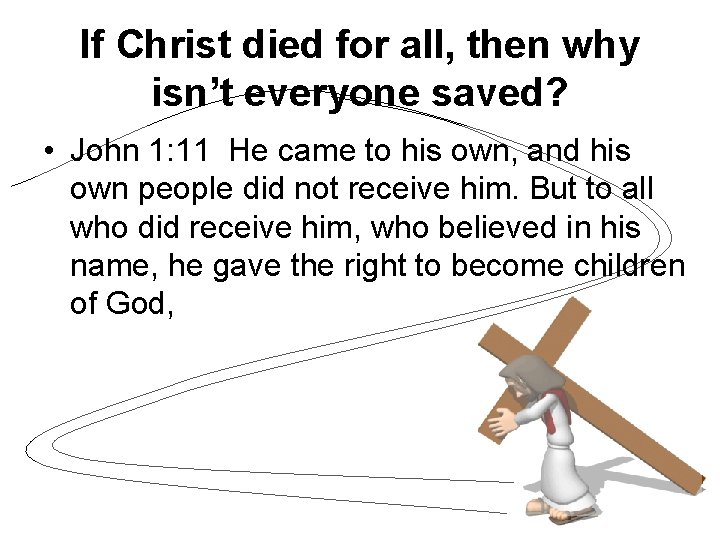 If Christ died for all, then why isn’t everyone saved? • John 1: 11