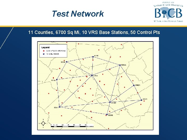 Test Network 11 Counties, 6700 Sq Mi, 10 VRS Base Stations, 50 Control Pts