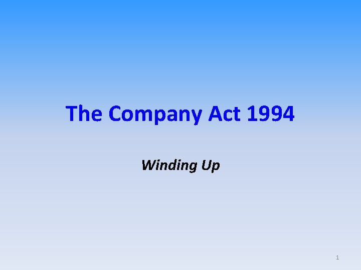 The Company Act 1994 Winding Up 1 