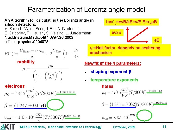 Parametrization of Lorentz angle model An Algorithm for calculating the Lorentz angle in silicon