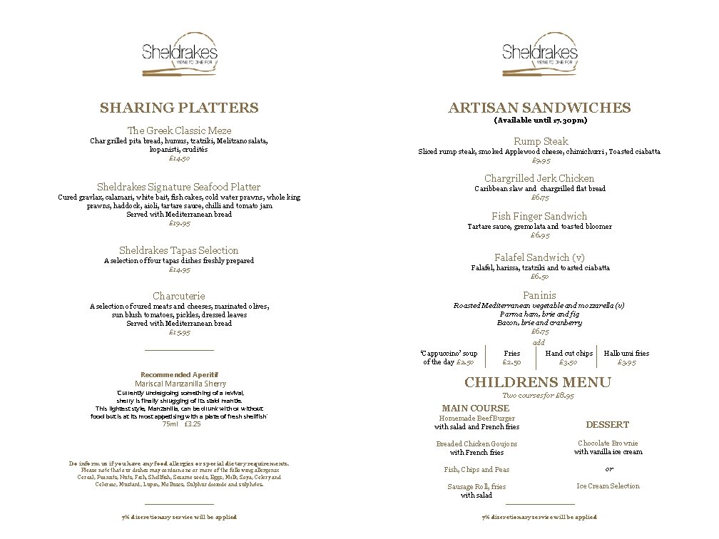 SHARING PLATTERS ARTISAN SANDWICHES (Available until 17. 30 pm) The Greek Classic Meze Char