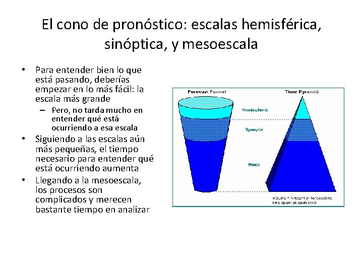 El cono de pronóstico: escalas hemisférica, sinóptica, y mesoescala • Para entender bien lo