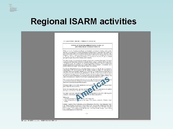 Regional ISARM activities A s a ic r e m 