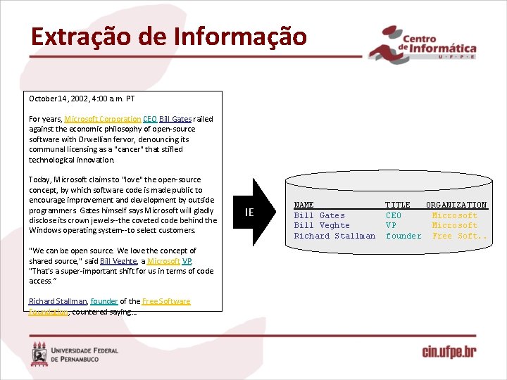 Extração de Informação October 14, 2002, 4: 00 a. m. PT For years, Microsoft