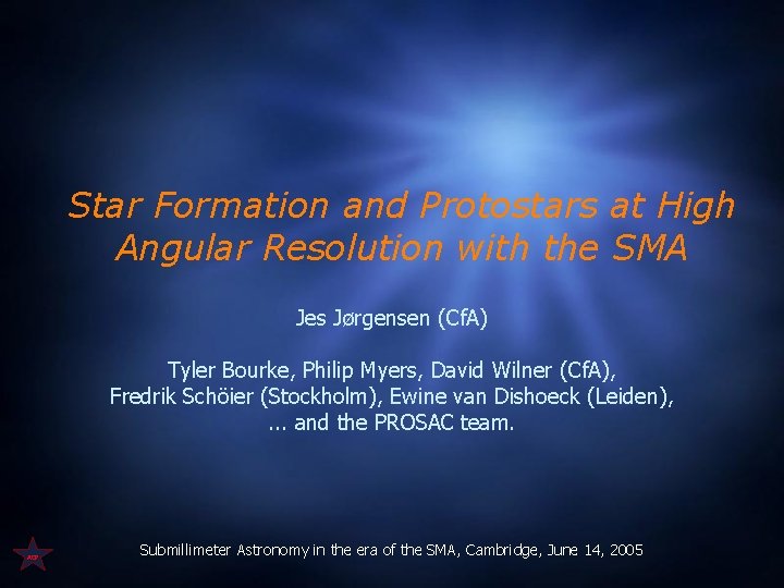 Star Formation and Protostars at High Angular Resolution with the SMA Jes Jørgensen (Cf.