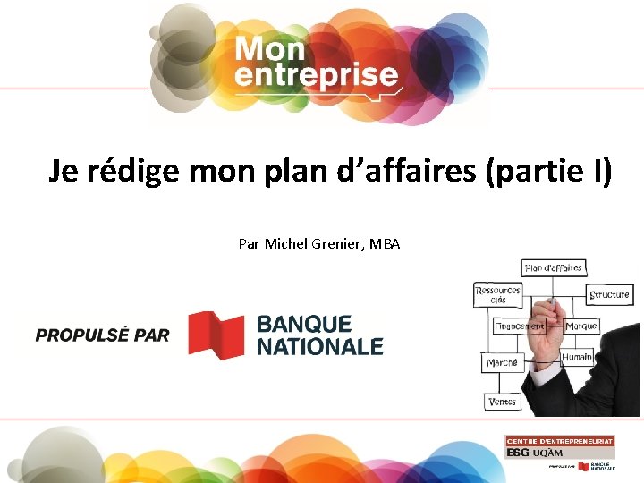 Je rédige mon plan d’affaires (partie I) Par Michel Grenier, MBA 