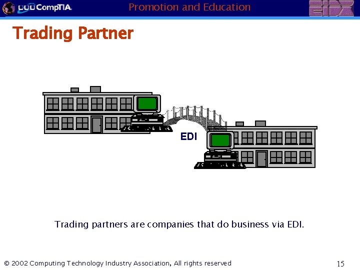 Promotion and Education Trading Partner EDI Trading partners are companies that do business via