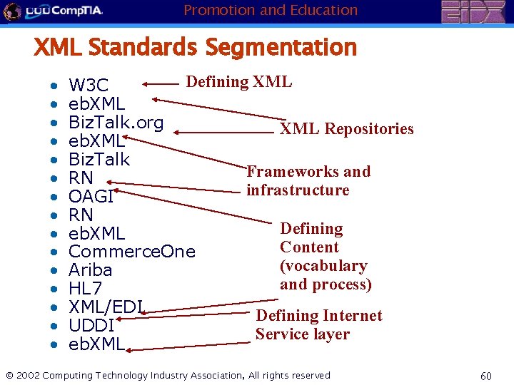 Promotion and Education XML Standards Segmentation • • • • Defining XML W 3