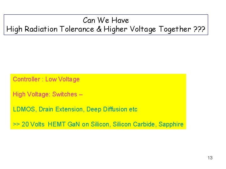 Can We Have High Radiation Tolerance & Higher Voltage Together ? ? ? Controller