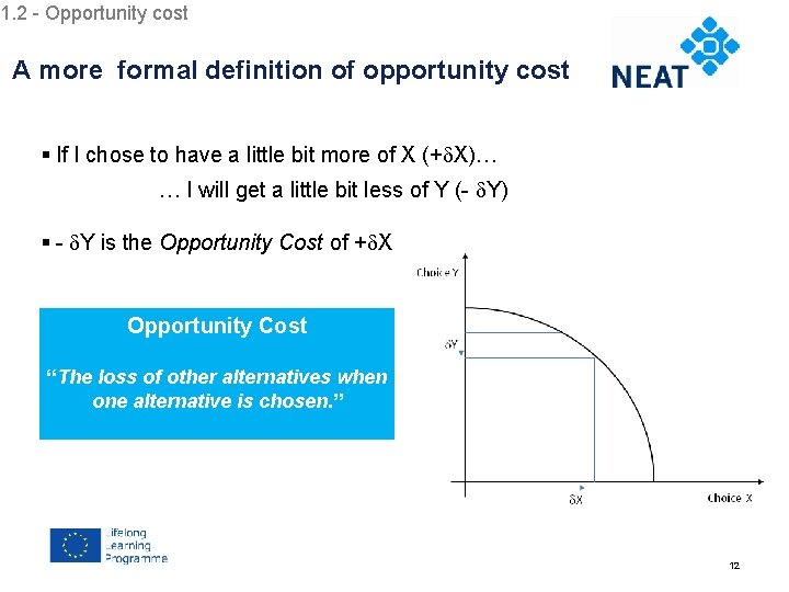 1. 2 - Opportunity cost Chapter 4 A more formal definition of opportunity cost