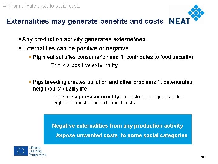 4. From private costs to social costs Chapter 4 Externalities may generate benefits and