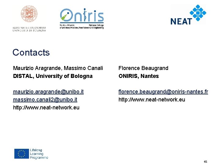 Contacts Maurizio Aragrande, Massimo Canali DISTAL, University of Bologna Florence Beaugrand ONIRIS, Nantes maurizio.