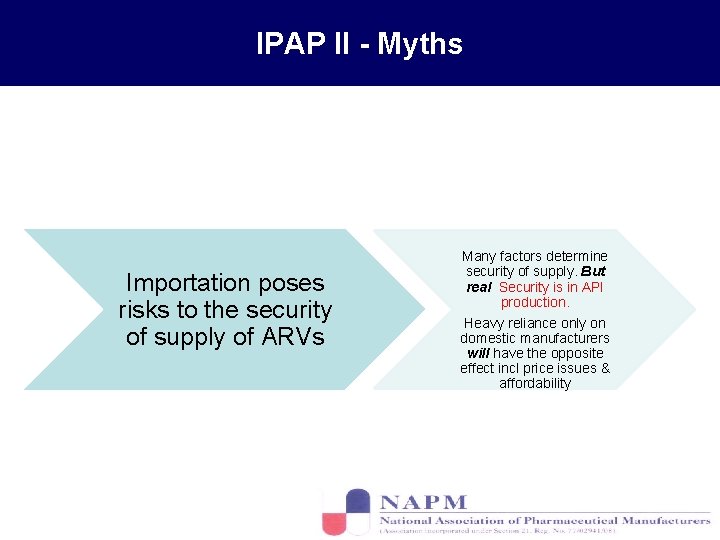 IPAP II - Myths Importation poses risks to the security of supply of ARVs