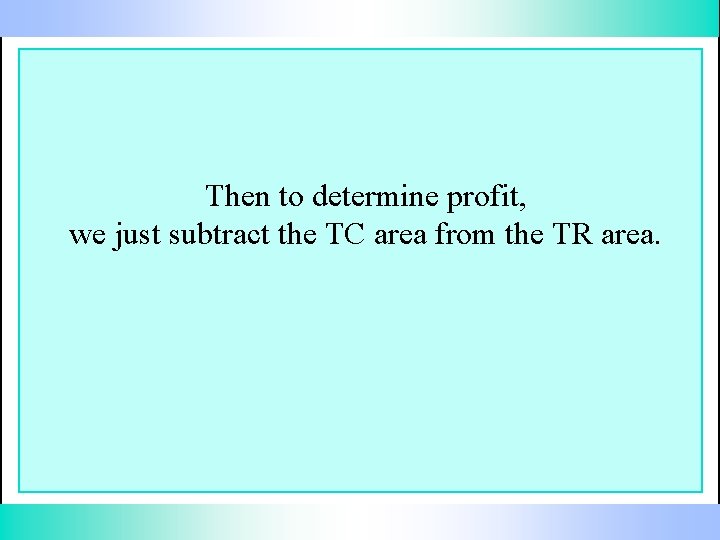 Then to determine profit, we just subtract the TC area from the TR area.